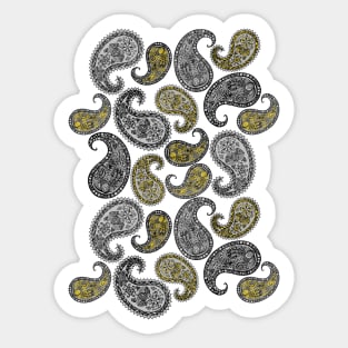 Paisleys pattern - Grey and Yellow Sticker